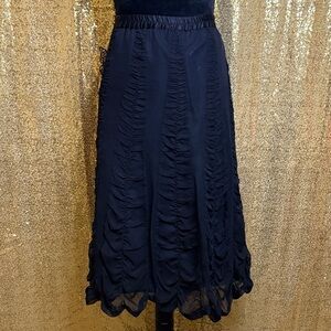 WD.NY Elegant Black Textured Midi Skirt